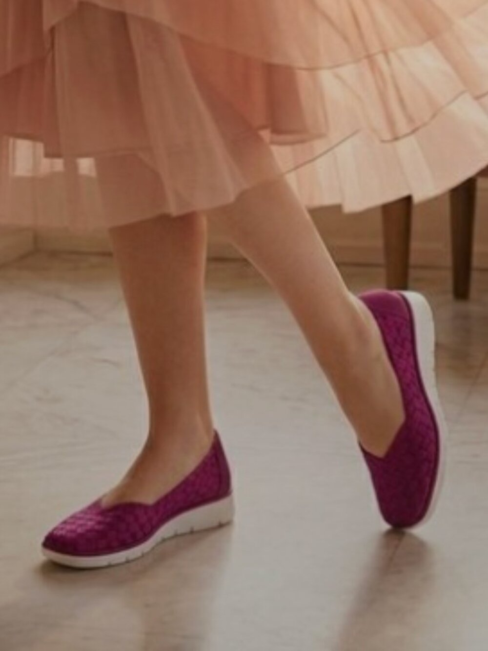 Corso Como Womens Ballet Flat Magenta Woven Basketweave Square Toe Balletcore 8M